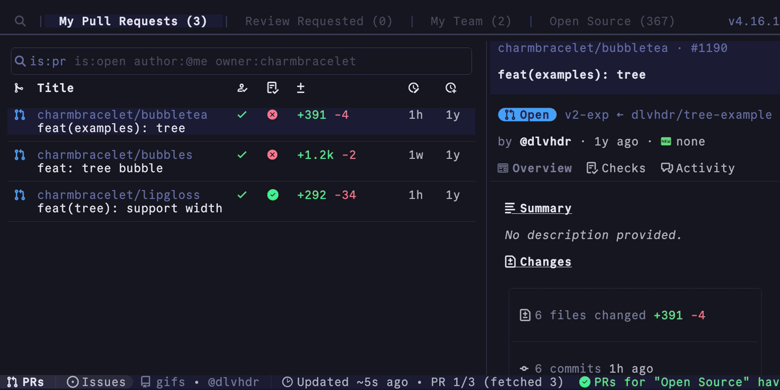 gh-dash screenshot 1