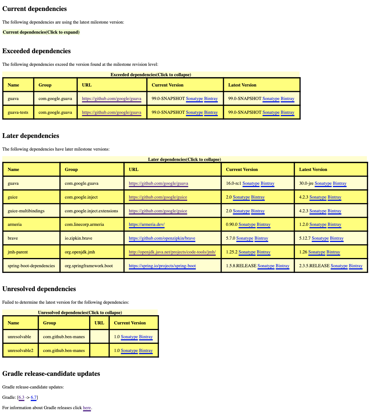 gradle-versions-plugin screenshot 1