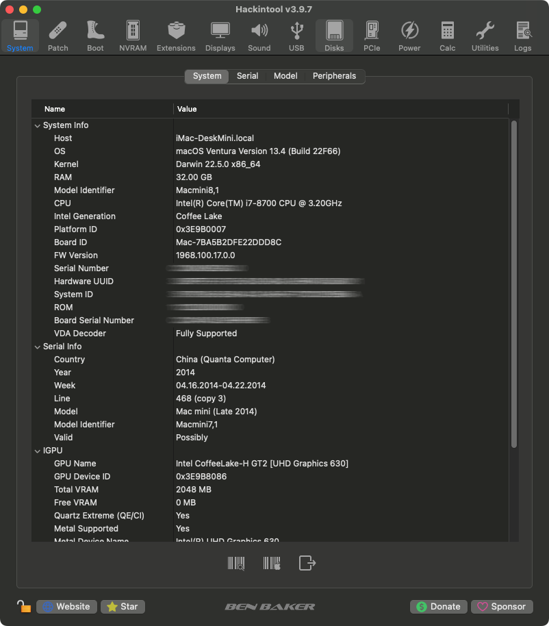 Hackintool screenshot 1