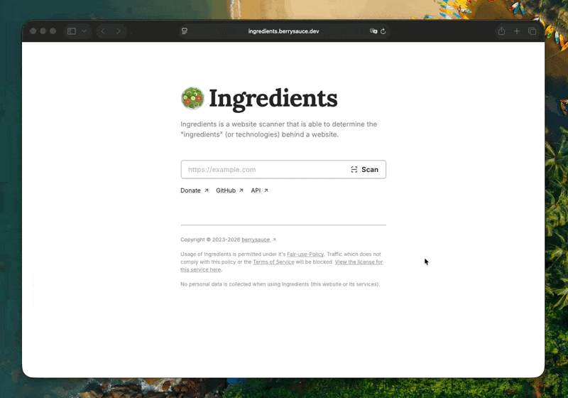 ingredients screenshot 1