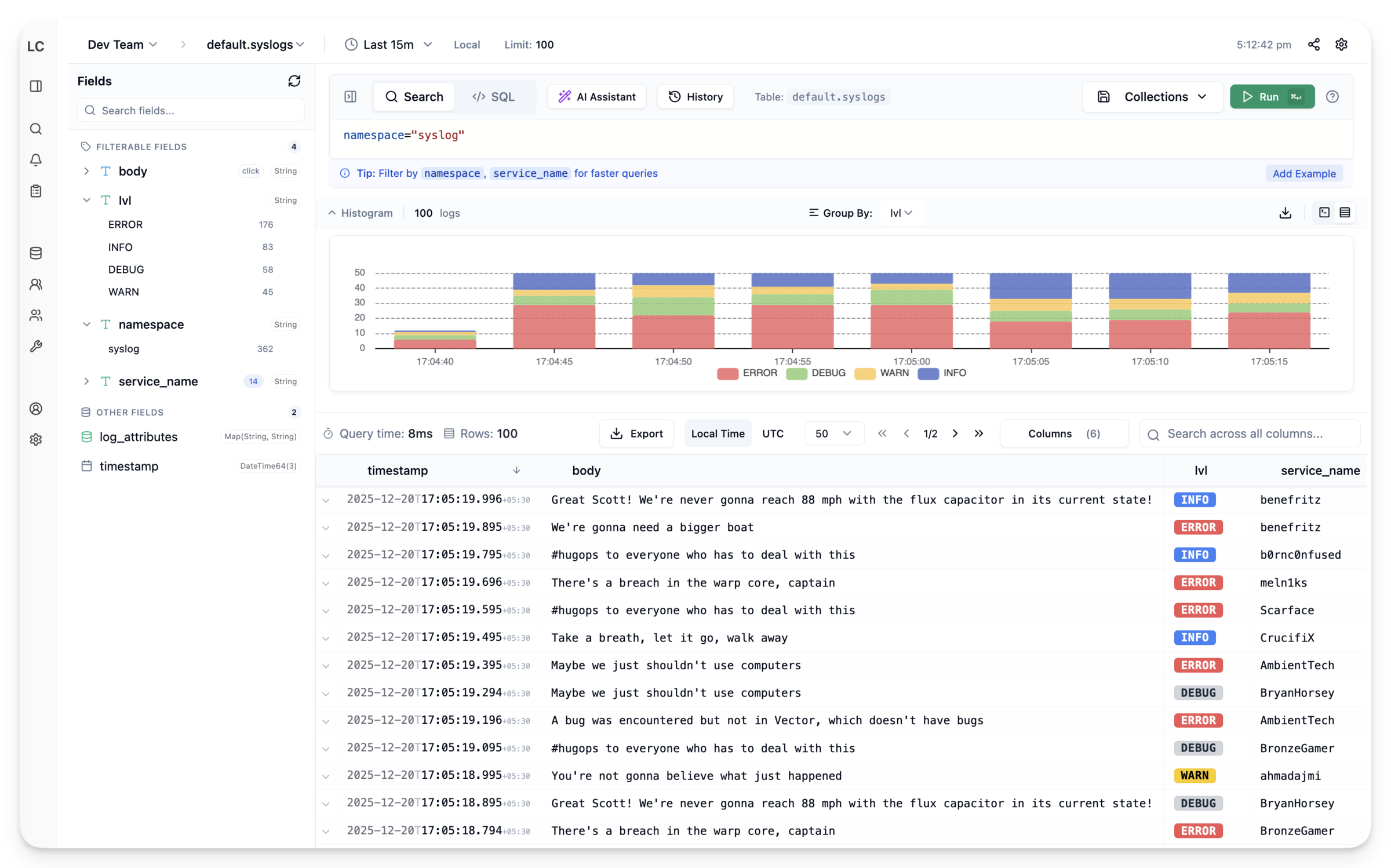 logchef screenshot 1