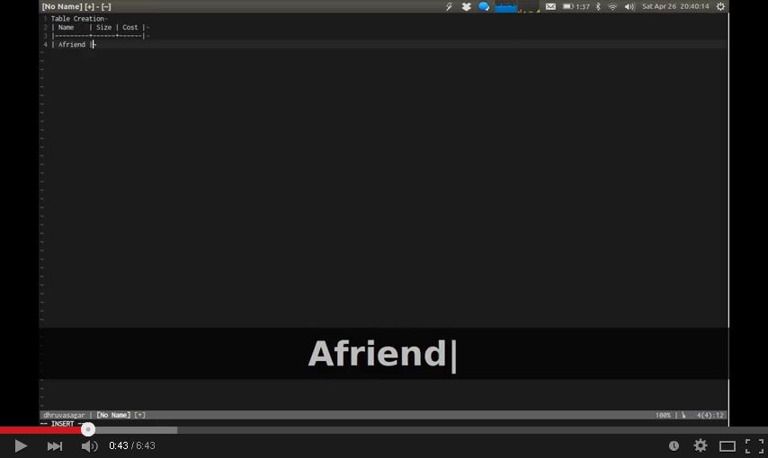 vim-table-mode screenshot 1