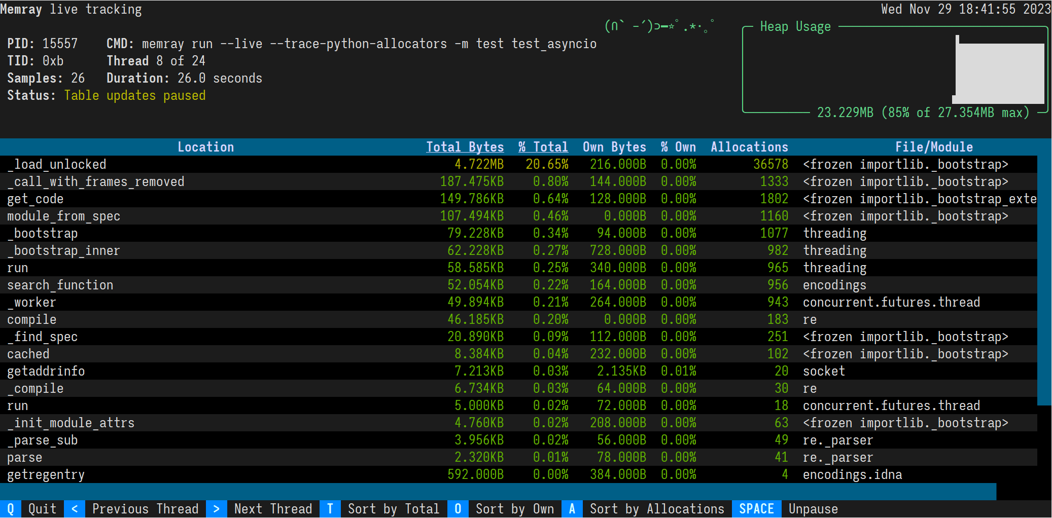 memray screenshot 8