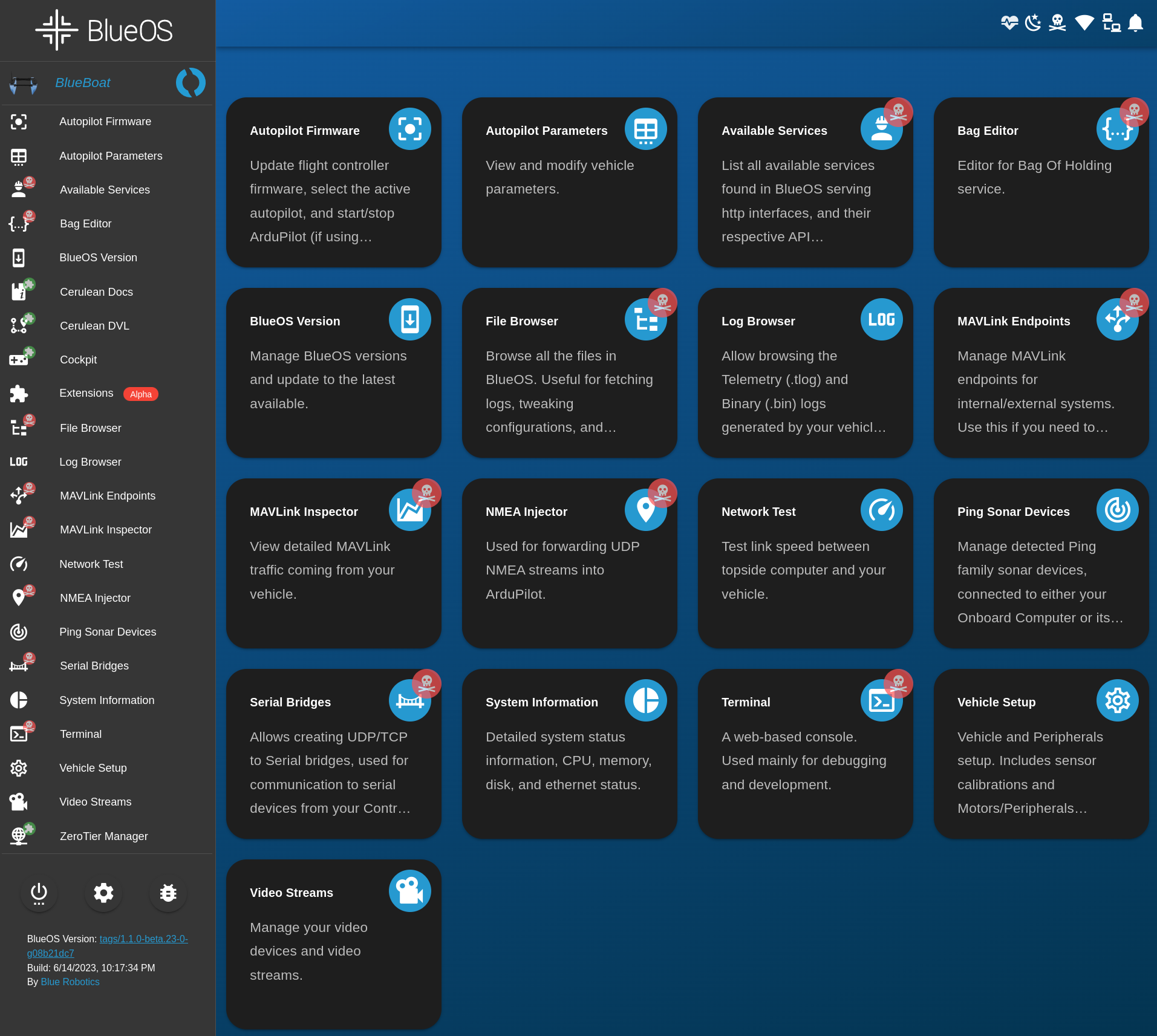 BlueOS screenshot 1
