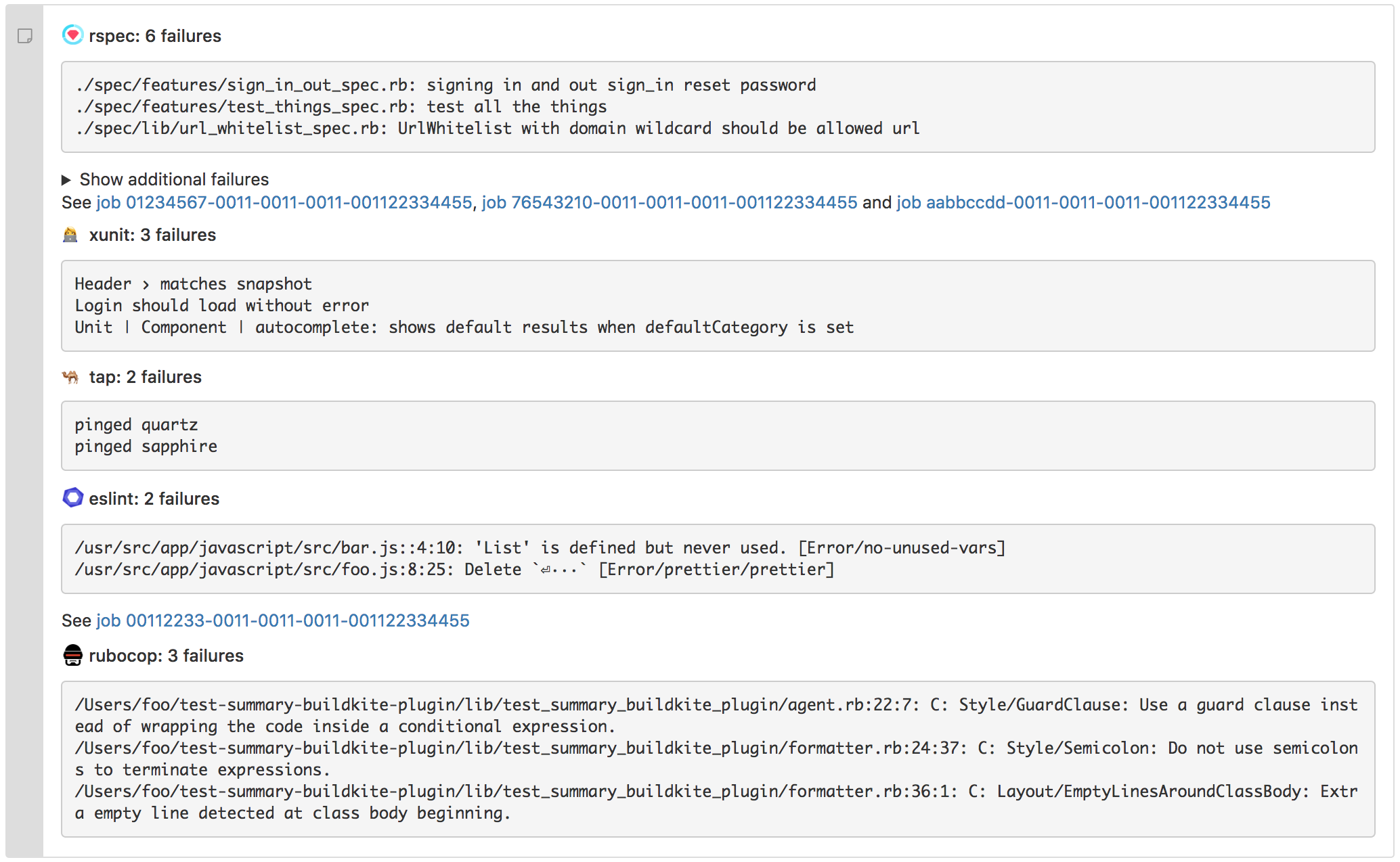 test-summary-buildkite-plugin screenshot 1
