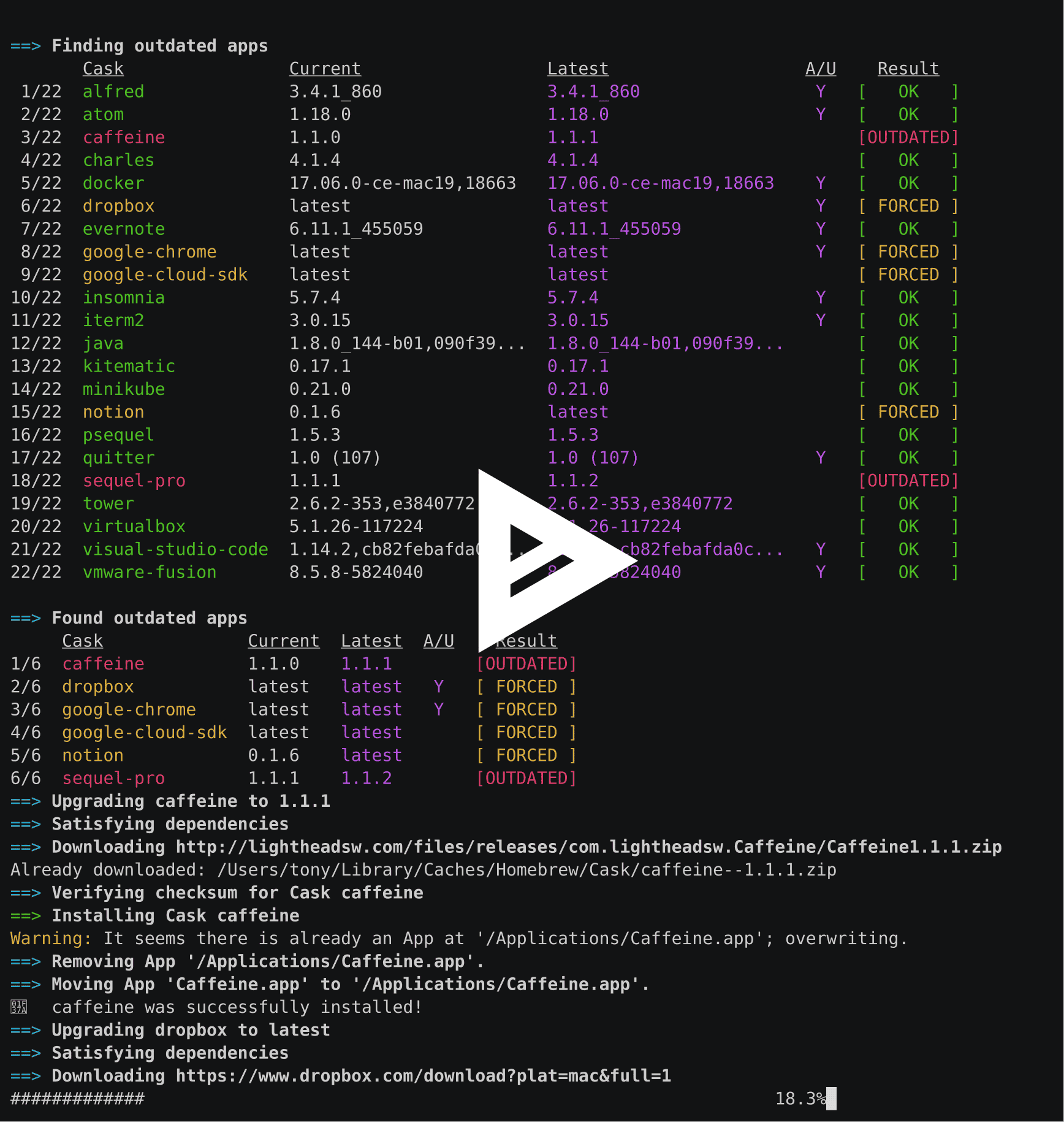 homebrew-cask-upgrade screenshot 1