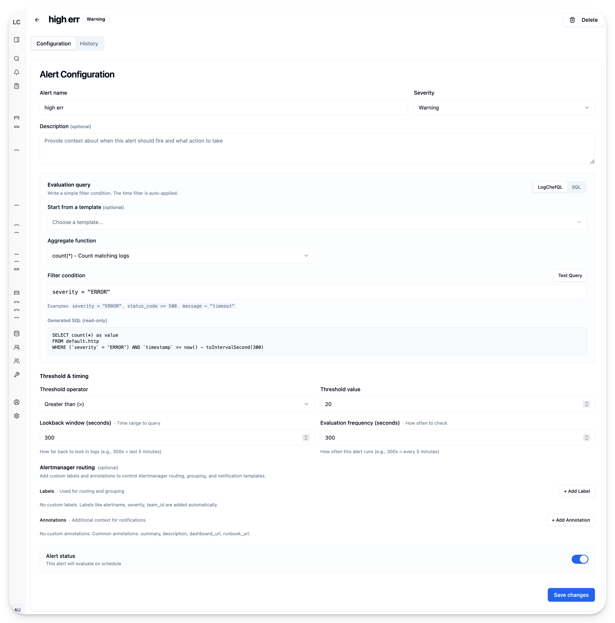 logchef screenshot 3