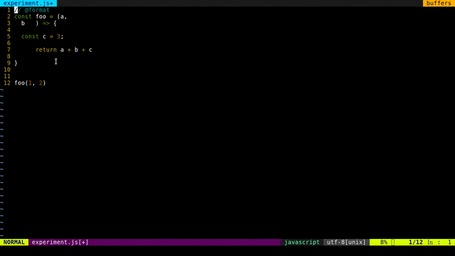 vim-prettier screenshot 1