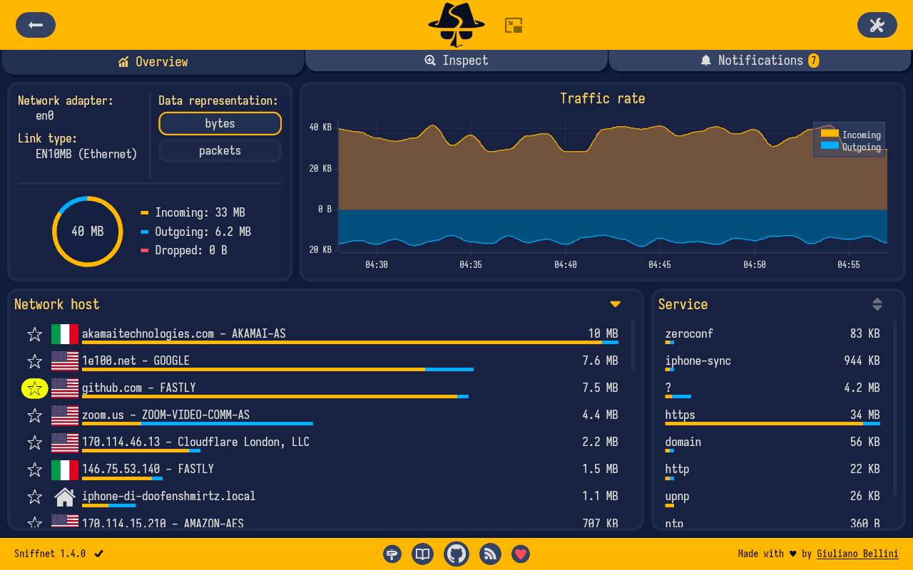 sniffnet screenshot 2