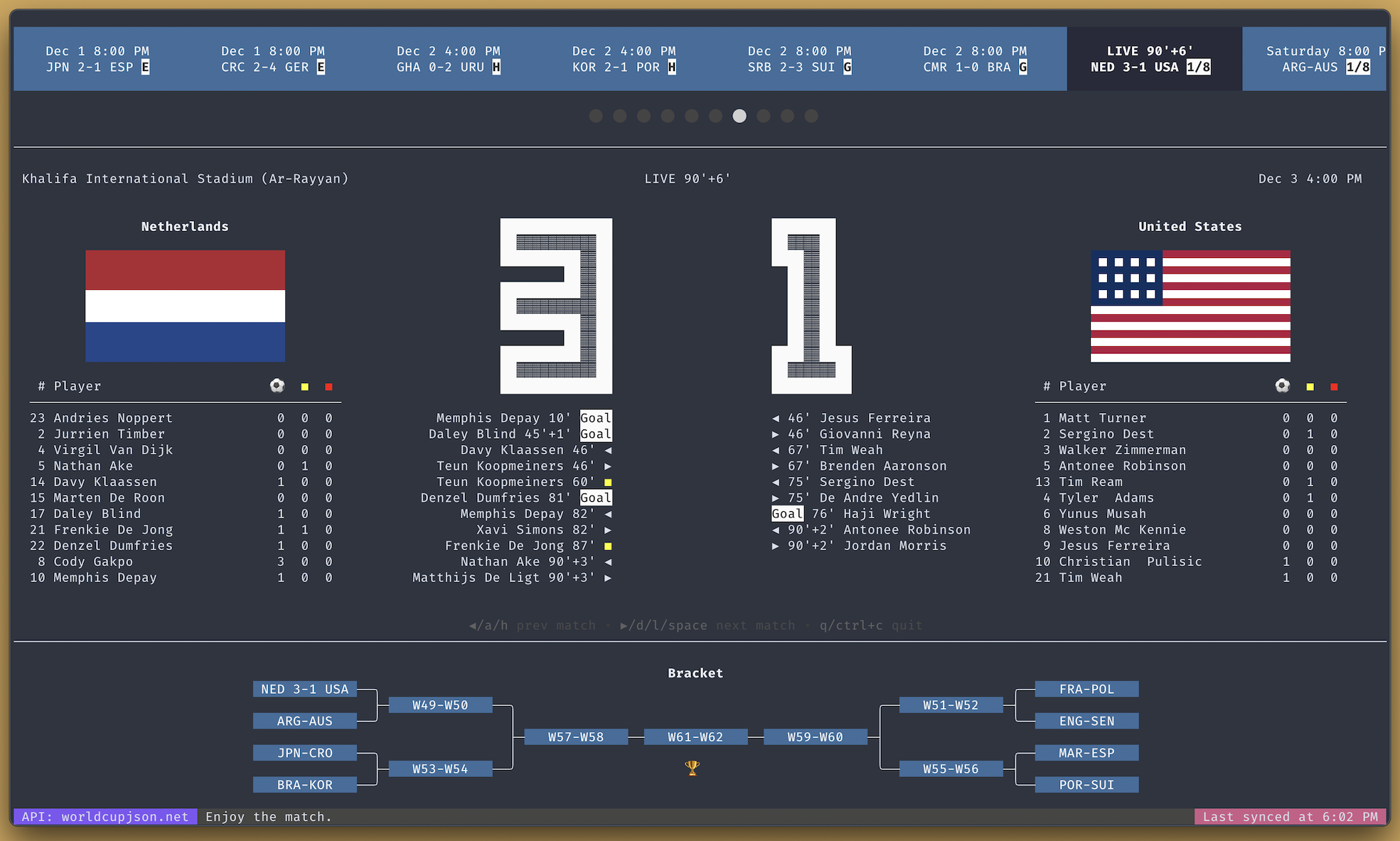 world-cup-2022-cli-dashboard screenshot 1