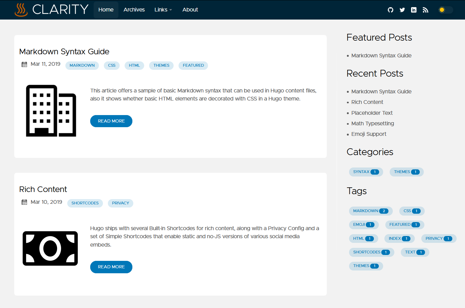 hugo-clarity screenshot 1
