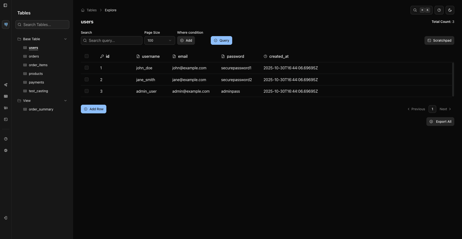 whodb screenshot 2
