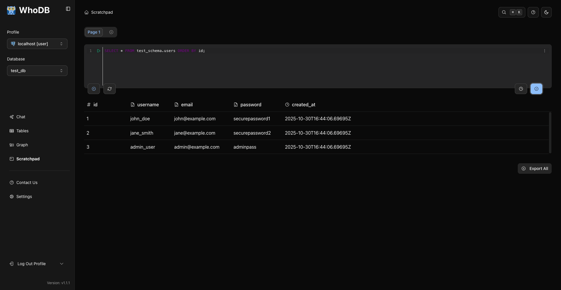 whodb screenshot 12
