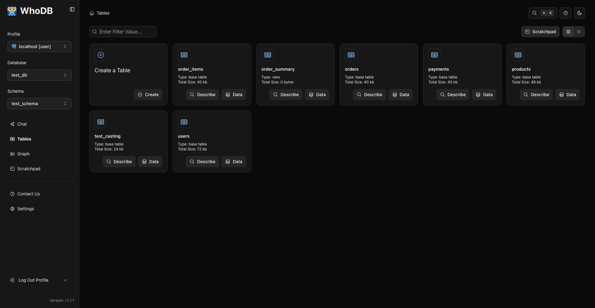 whodb screenshot 1