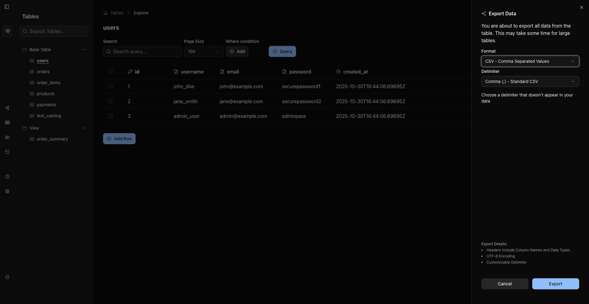 whodb screenshot 9