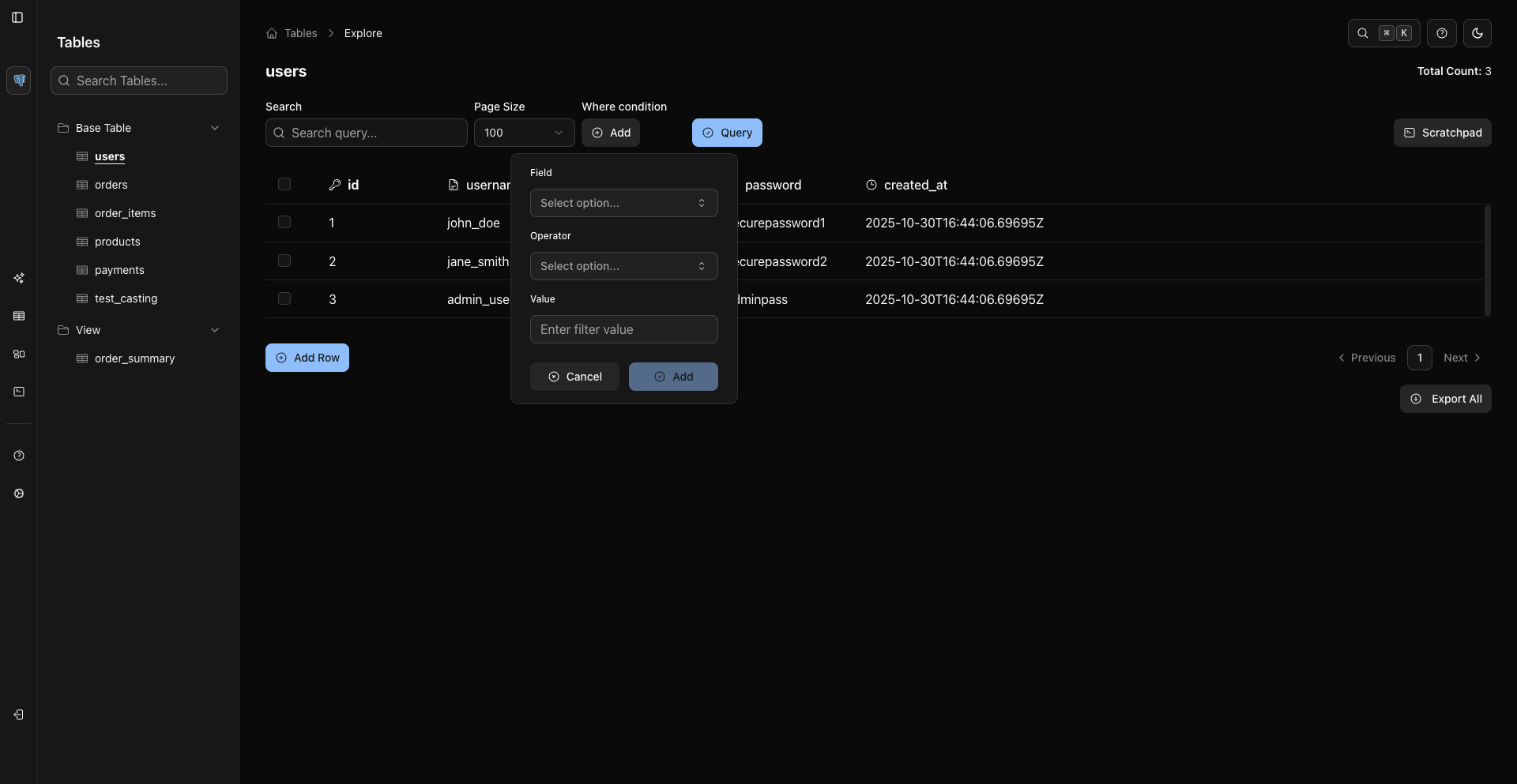 whodb screenshot 8