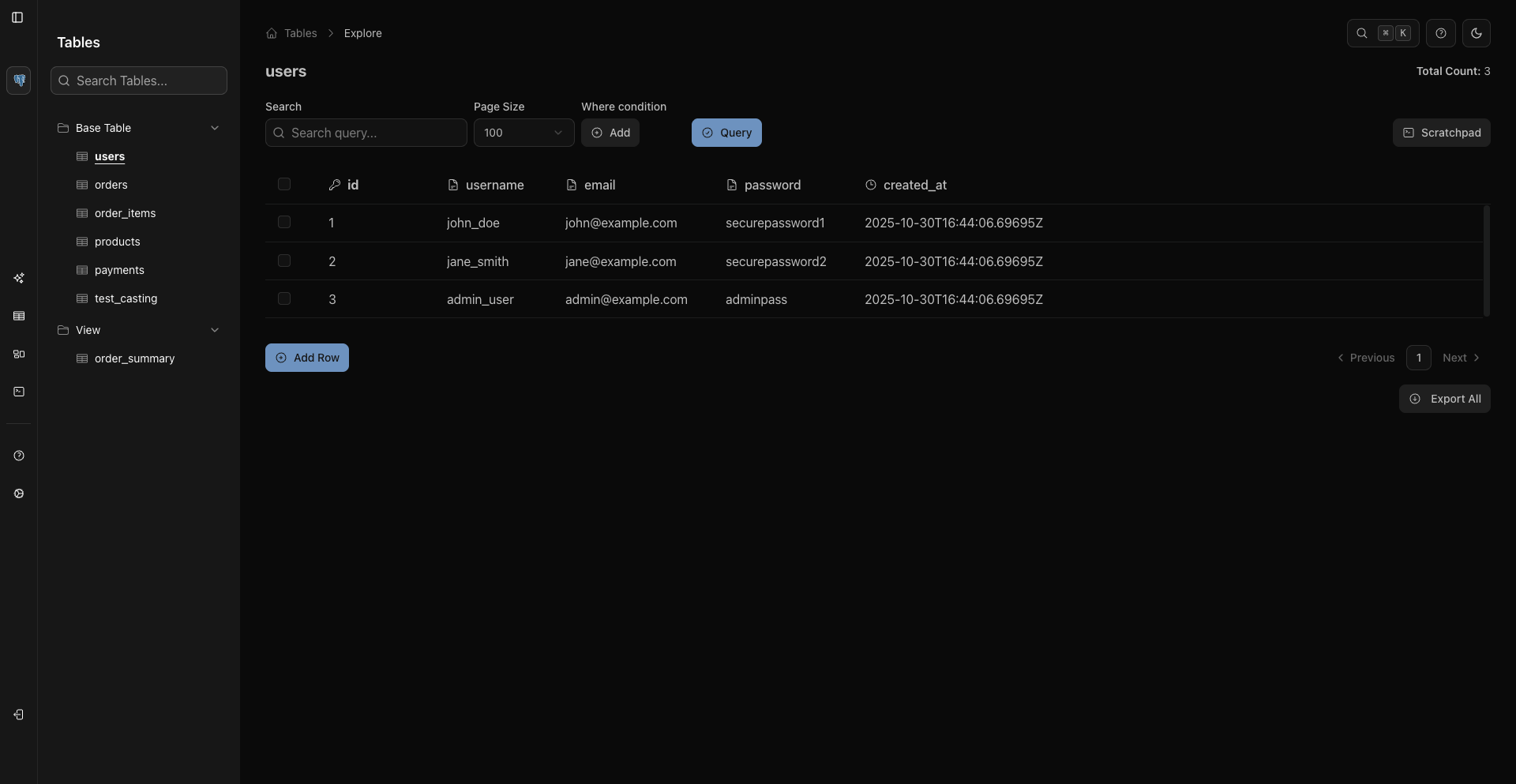 whodb screenshot 7