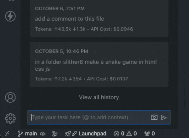 cline screenshot 1