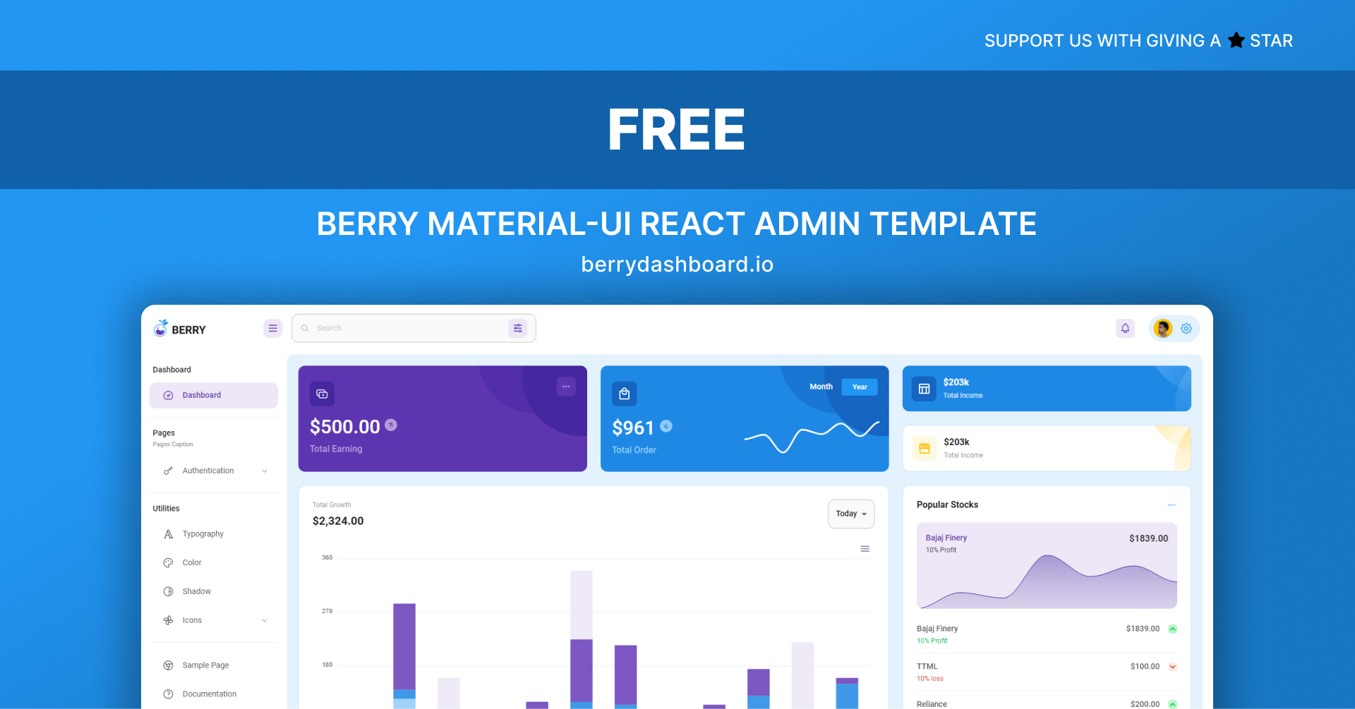 berry-free-react-admin-template screenshot 1