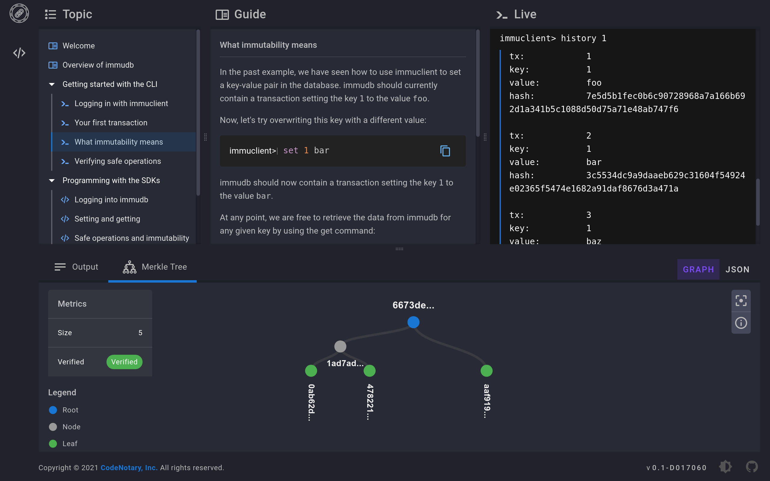 immudb screenshot 3