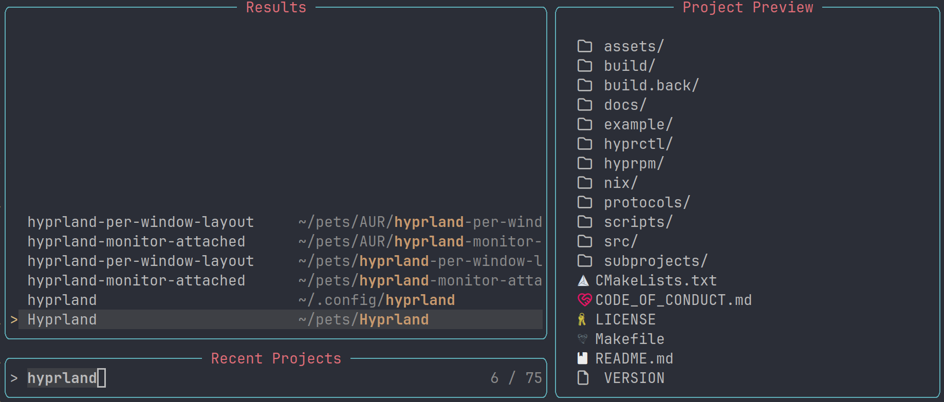 neovim-project screenshot 3