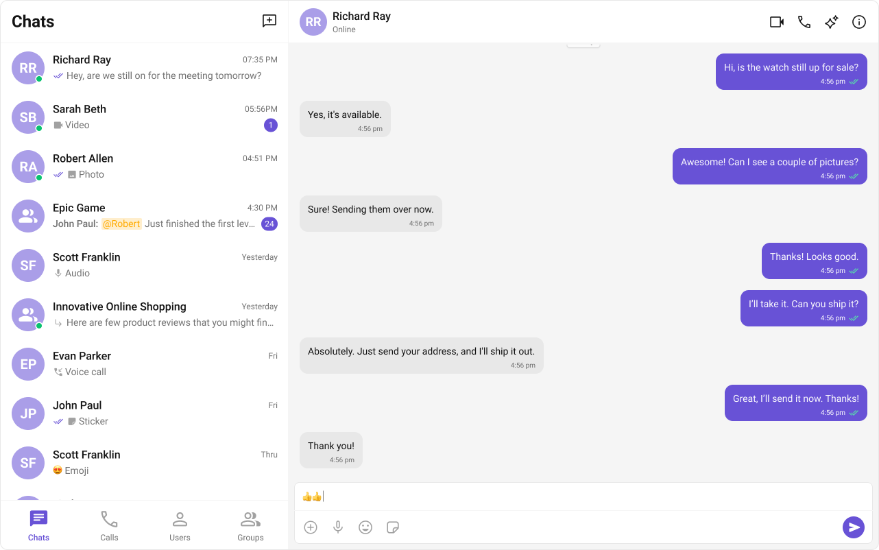 cometchat-sample-app-react screenshot 1
