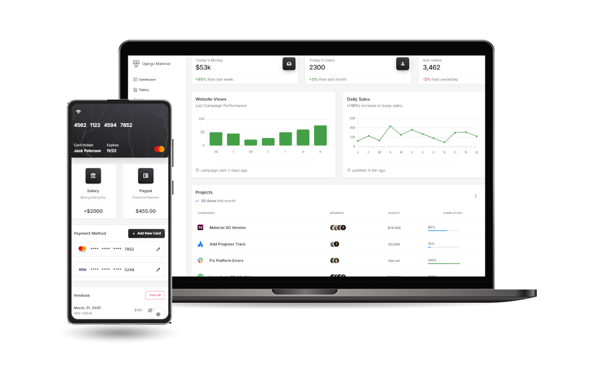 material-dashboard-django screenshot 1