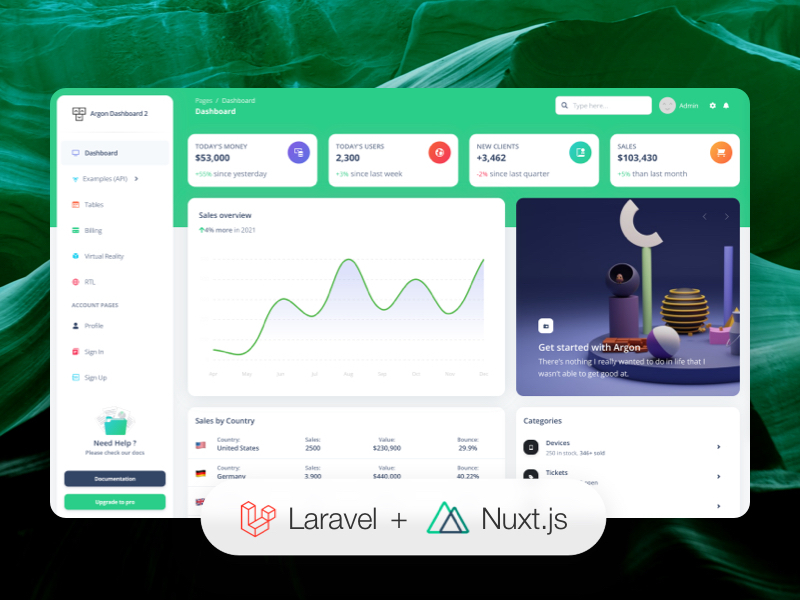 nuxt-argon-dashboard-laravel screenshot 1