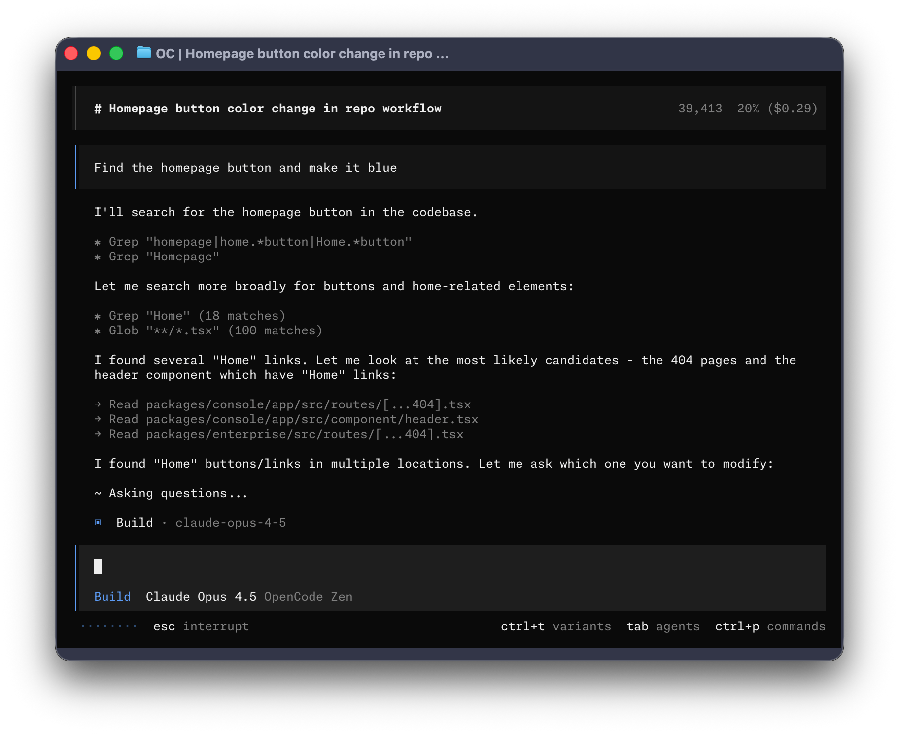 opencode screenshot 1