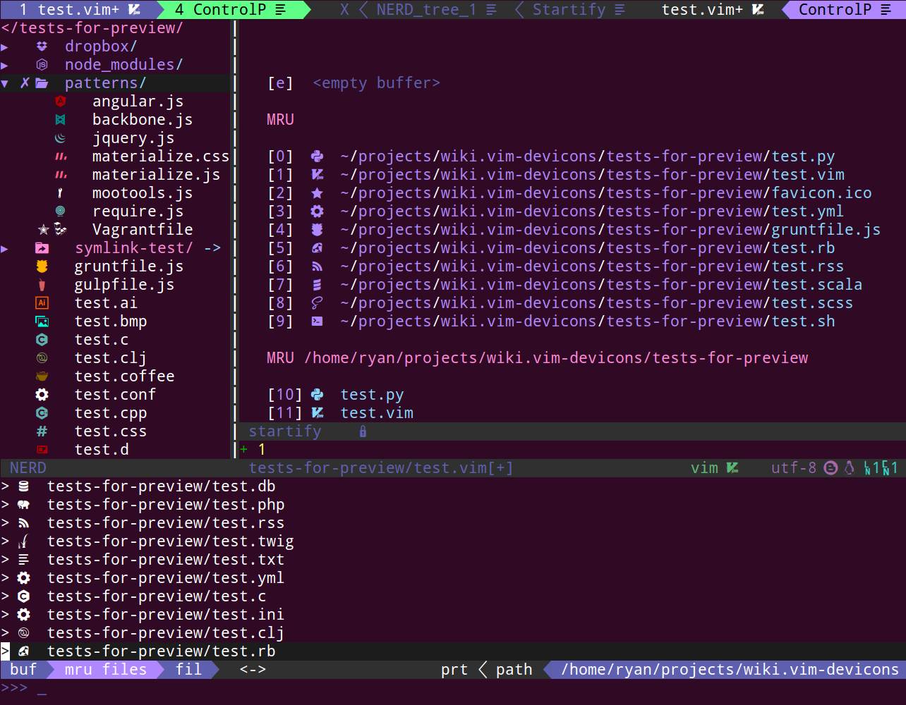 vim-devicons screenshot 2
