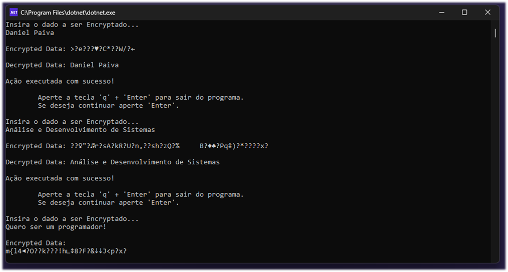 EncryptAesNet-console-app-csharp screenshot 1