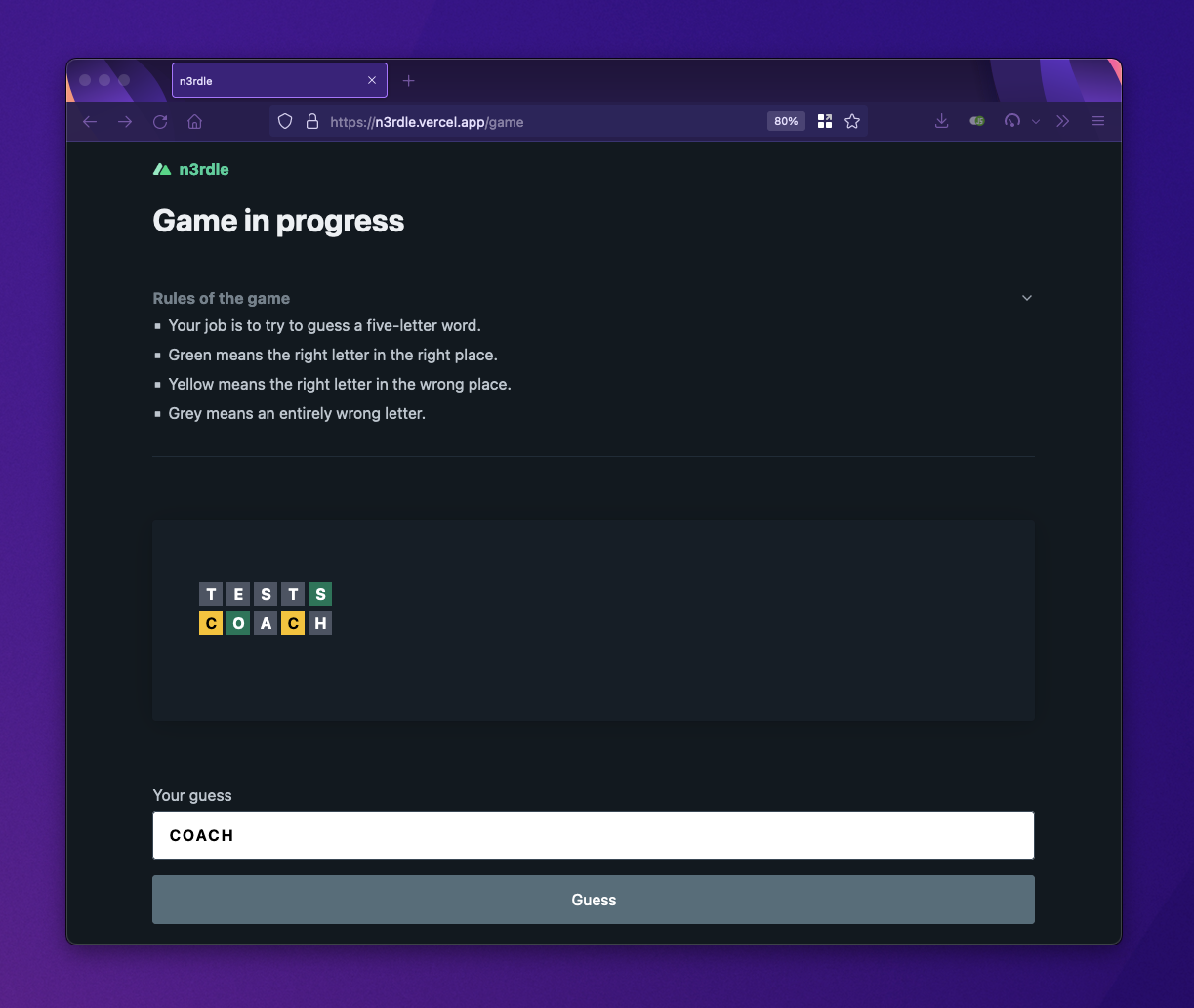 n3rdle screenshot 1