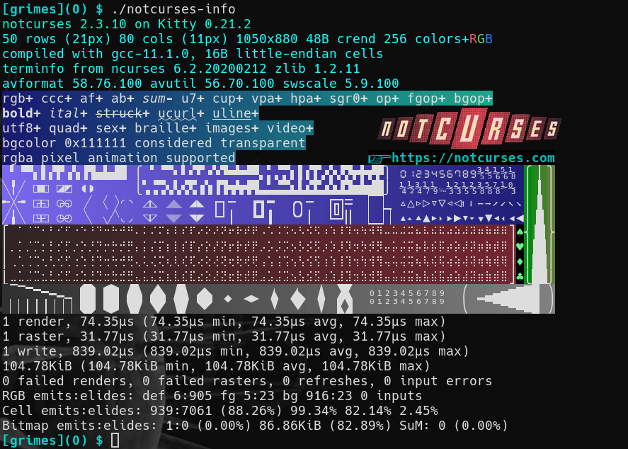 notcurses screenshot 1