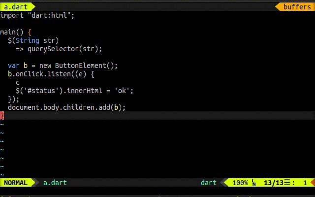 dart-vim-plugin screenshot 1