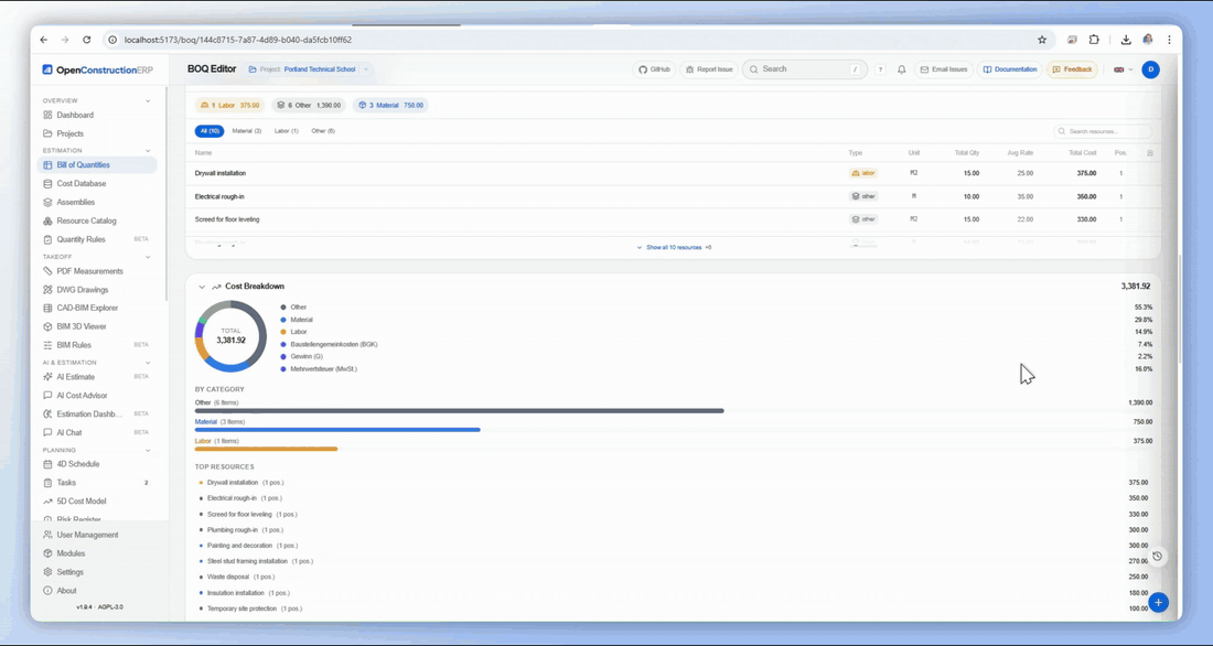 OpenConstructionERP screenshot 12