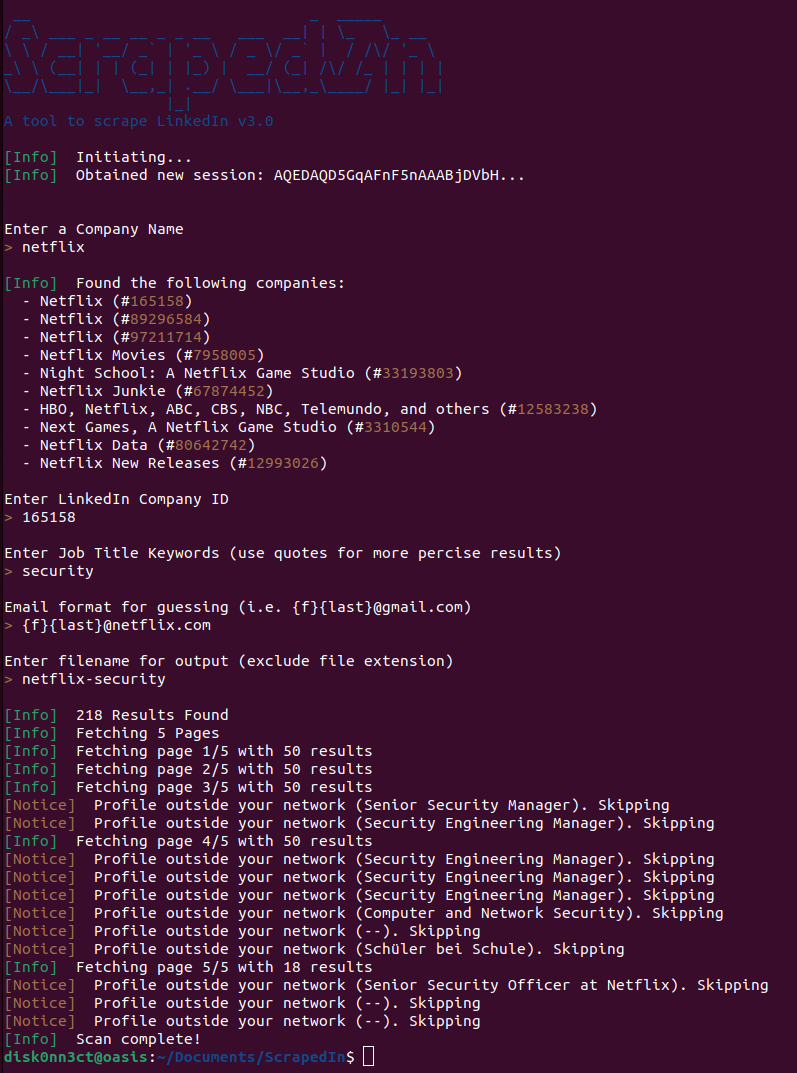 ScrapedIn screenshot 1