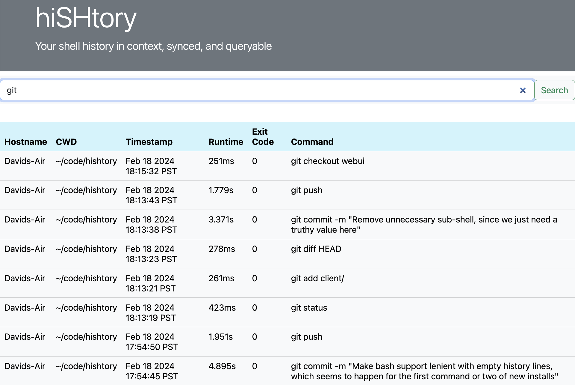 hishtory screenshot 3