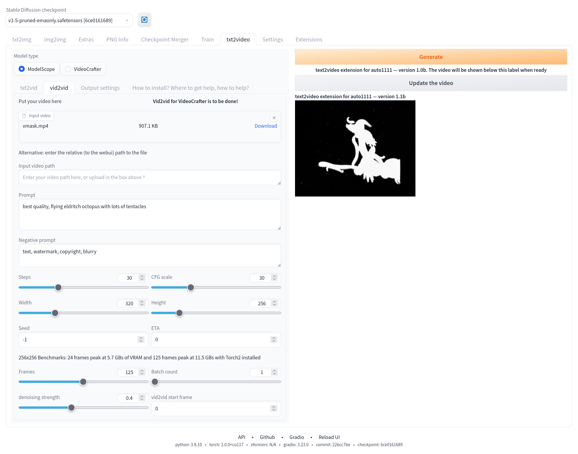 sd-webui-modelscope-text2video screenshot 2