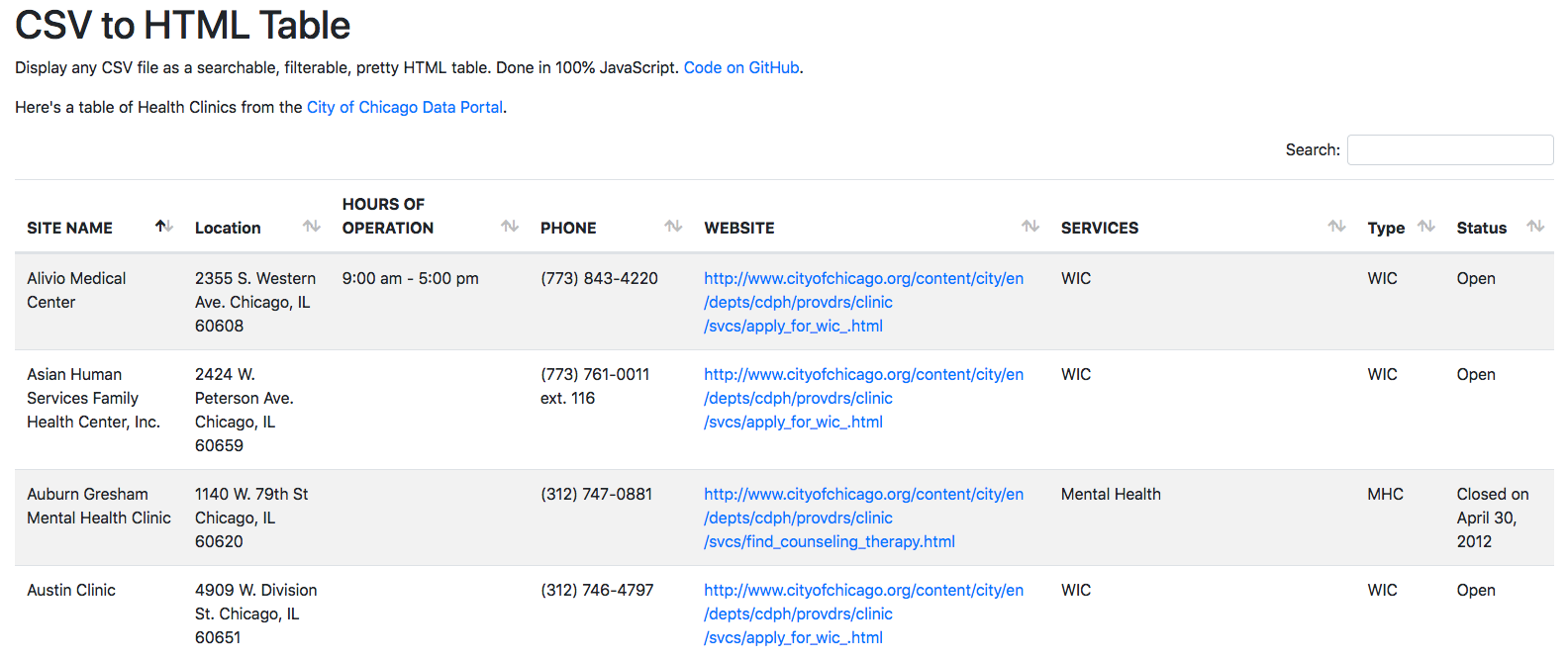 csv-to-html-table screenshot 1