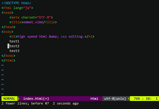 emmet-vim screenshot 1