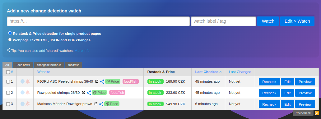changedetection.io screenshot 5