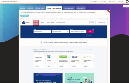 changedetection.io screenshot 2