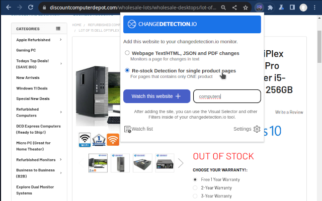 changedetection.io screenshot 9
