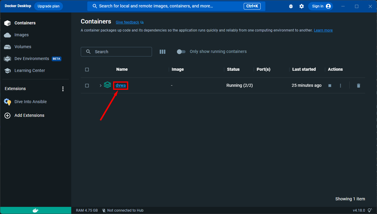 DVWA screenshot 1