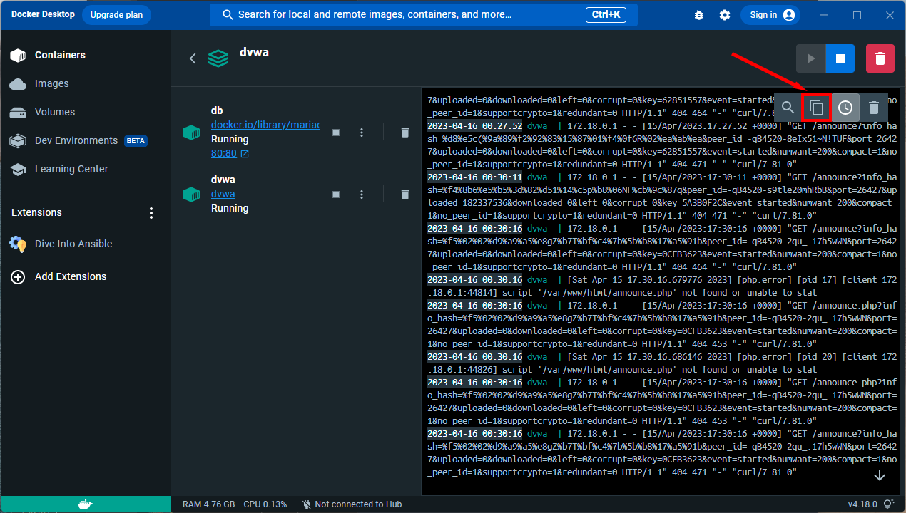 DVWA screenshot 2