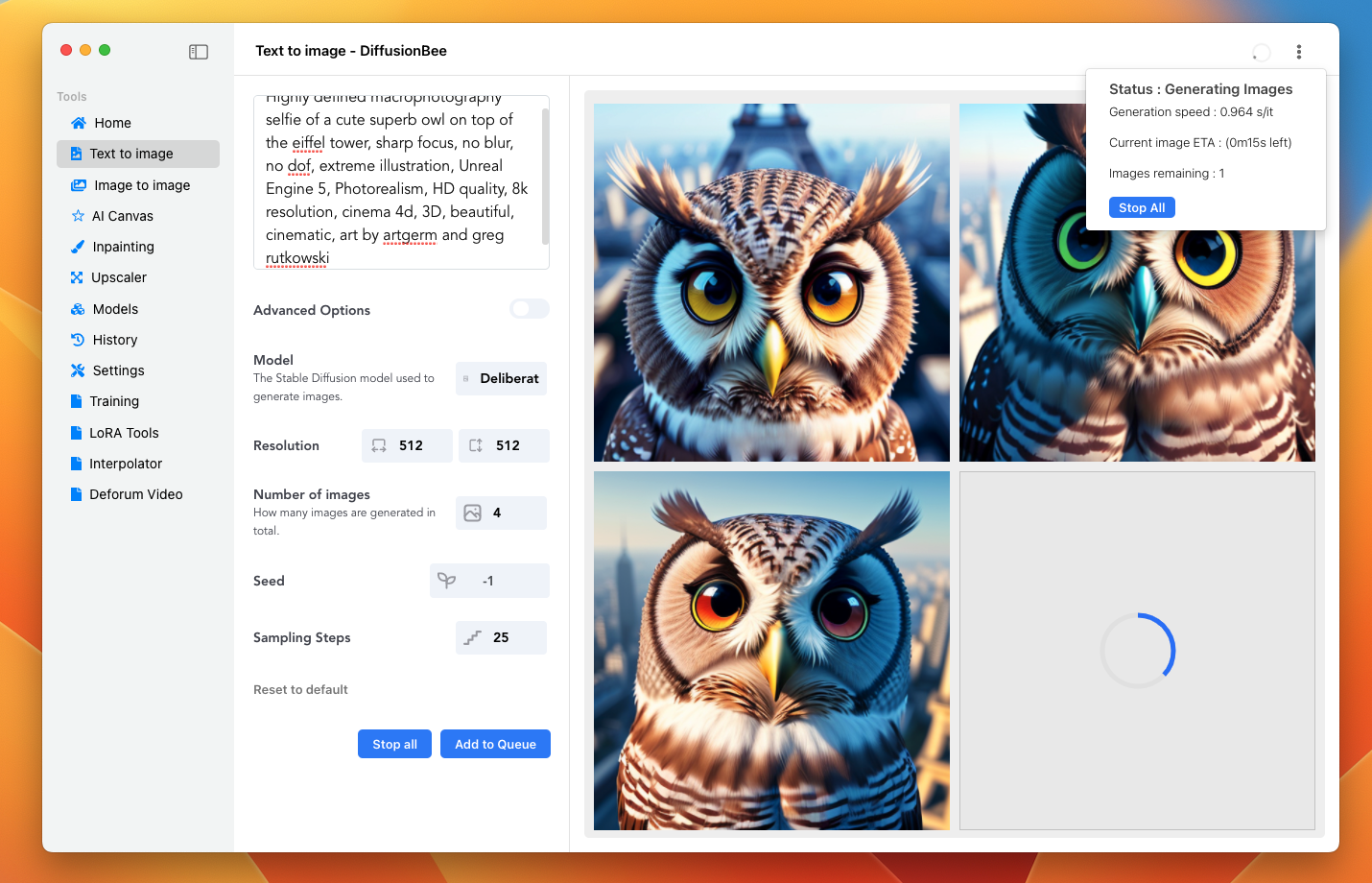 diffusionbee-stable-diffusion-ui screenshot 2