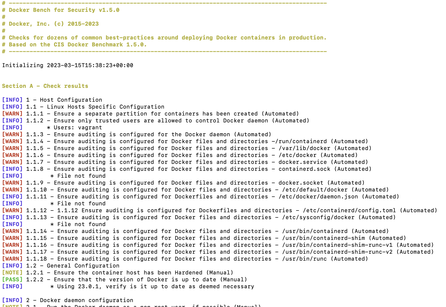 docker-bench-security screenshot 1