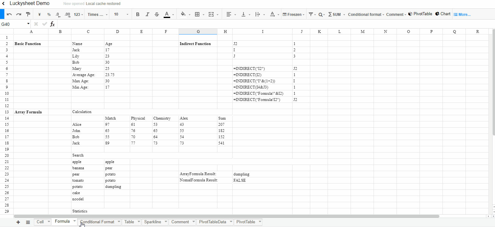 Luckysheet screenshot 1