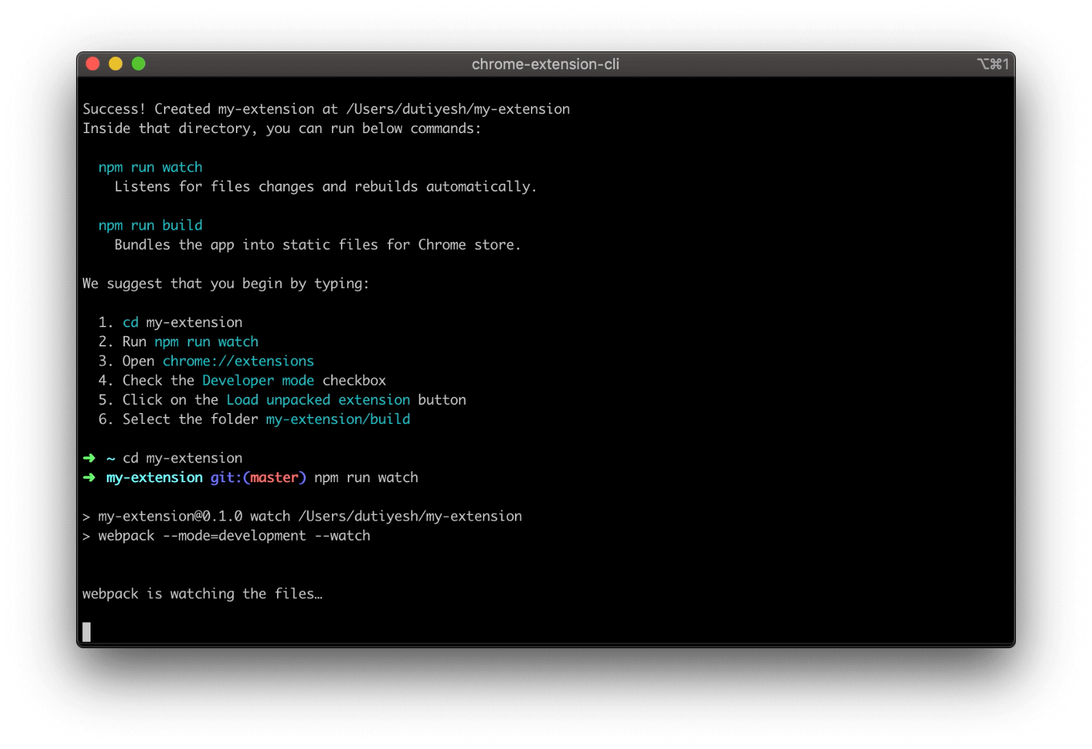 chrome-extension-cli screenshot 2