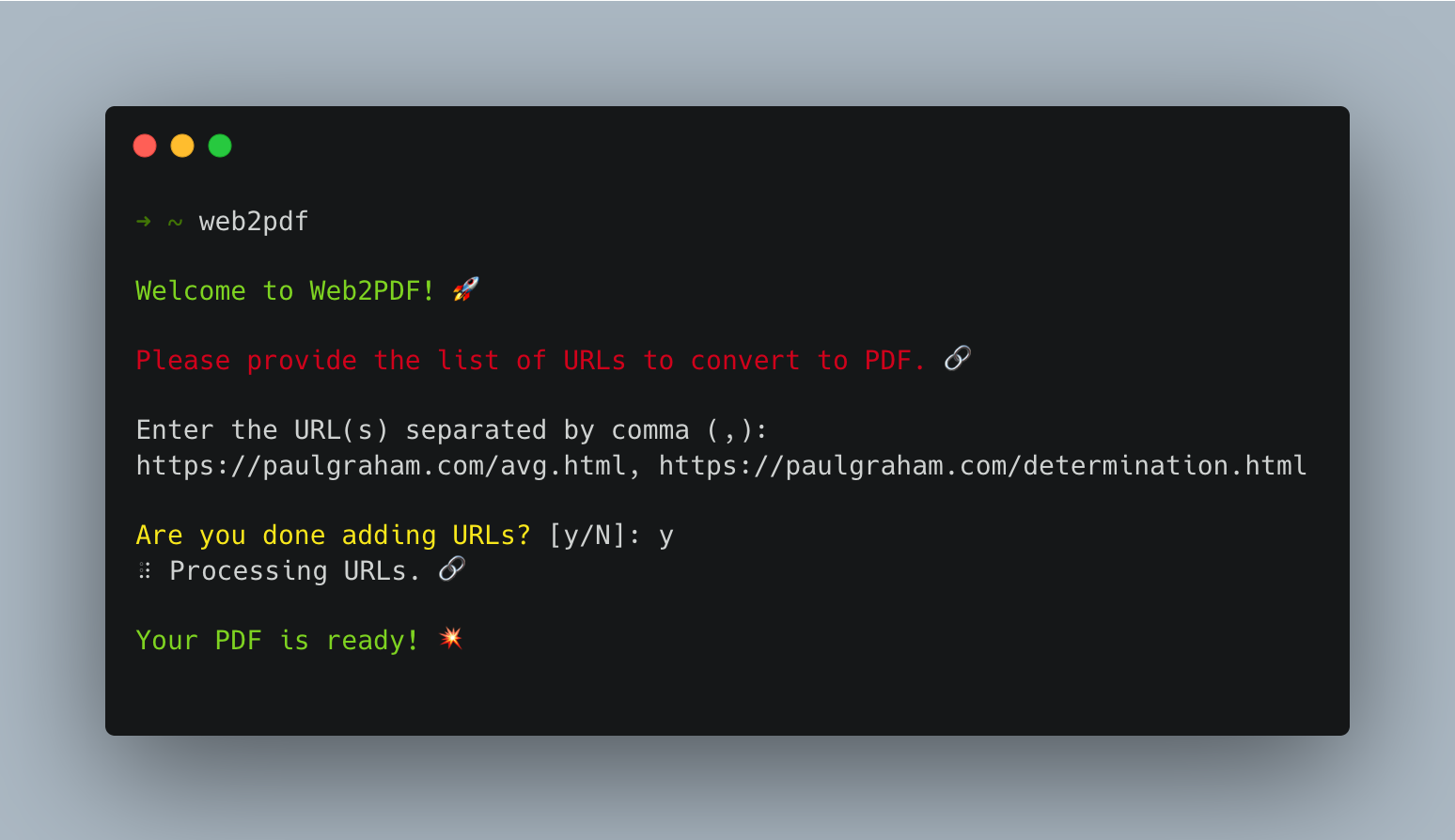 web2pdf screenshot 1
